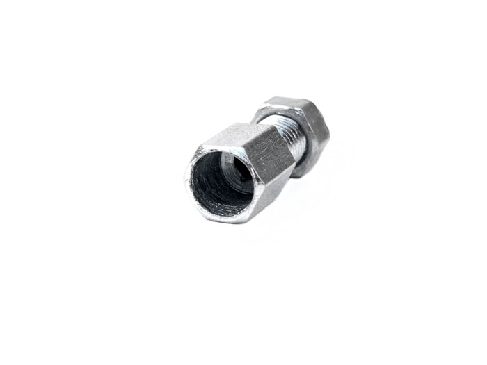 Tornillo de ajuste M6 x 14mm (Øinner=6,7mm, paso de rosca 0,75) con contratuerca - (utilizado para el cárter del carburador / cable del acelerador Vespa VNA, VNB, VBB, Sprint150, Rally180, Rally200, PX80, PX125, PX150, PX200, Cosa)