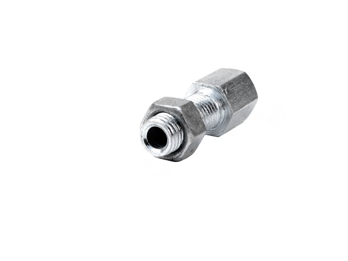 Tornillo de ajuste M6 x 14mm (Øinner=6,7mm, paso de rosca 0,75) con contratuerca - (utilizado para el cárter del carburador / cable del acelerador Vespa VNA, VNB, VBB, Sprint150, Rally180, Rally200, PX80, PX125, PX150, PX200, Cosa)