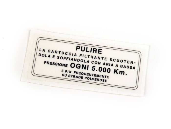 Sticker for air filter -LAMBRETTA- LI (3rd series), LIS, SX, TV (3rd series), J50, J100, J125 - Italian