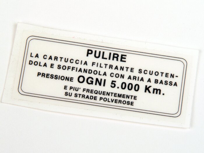Sticker for air filter -LAMBRETTA- LI (3rd series), LIS, SX, TV (3rd series), J50, J100, J125 - Italian
