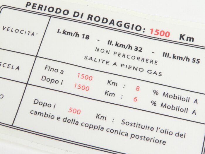 Instrucciones de rodaje -LAMBRETTA- LD 125 (a partir de 1956), LD 150, D 150