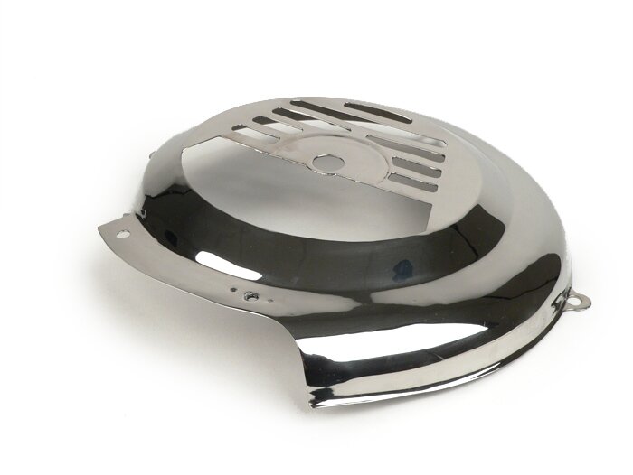 Tapa de la rueda del ventilador (acero inoxidable) -SPAQ- Vespa Smallframe 1965-1973 V50 N (V5A1T(N) 92877-), V50 S (V5SA1T(S) 15325-56587), V50 L (V5A1T (L), V50 R(V5A1T(R) -824984), V50 Special (V5A2T), V50 Special (V5B1T -32499), V50 Sprinter (V5SS2T),