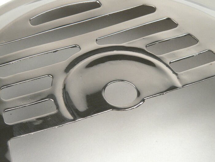 Tapa de la rueda del ventilador (acero inoxidable) -SPAQ- Vespa Smallframe 1965-1973 V50 N (V5A1T(N) 92877-), V50 S (V5SA1T(S) 15325-56587), V50 L (V5A1T (L), V50 R(V5A1T(R) -824984), V50 Special (V5A2T), V50 Special (V5B1T -32499), V50 Sprinter (V5SS2T),