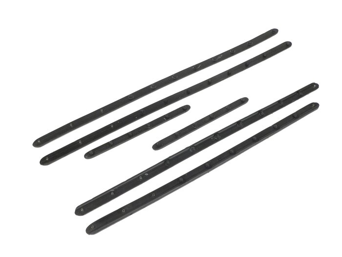Footboard stripes set -MAURO PASCOLI, width=20mm-  Vespa V50, V50N, 1.series (-1964, V5A1T -36000) - rubber (with cast in hollow rivets)