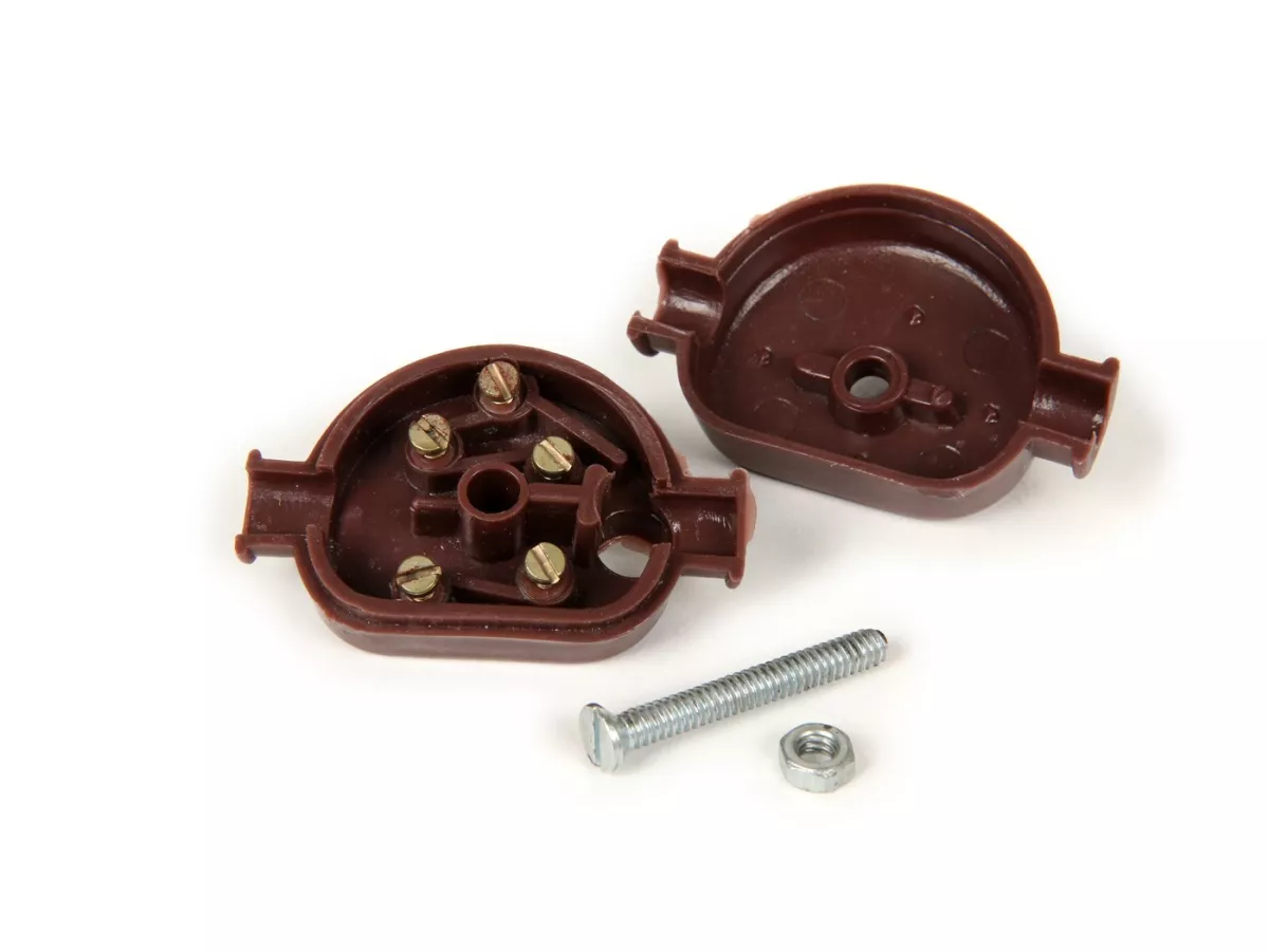 Kabeldoos motor -OEM KWALITEIT- Vespa VNB6T, VBB2T (vanaf 216489), GL150 (VLA1T) (VLA1T vanaf 070722), Super, GT125 (VNL2T), GTR125 (VNL2T), Sprint150 (VLB1T), Sprint Veloce, Rally180 (VSD1T) - bruin