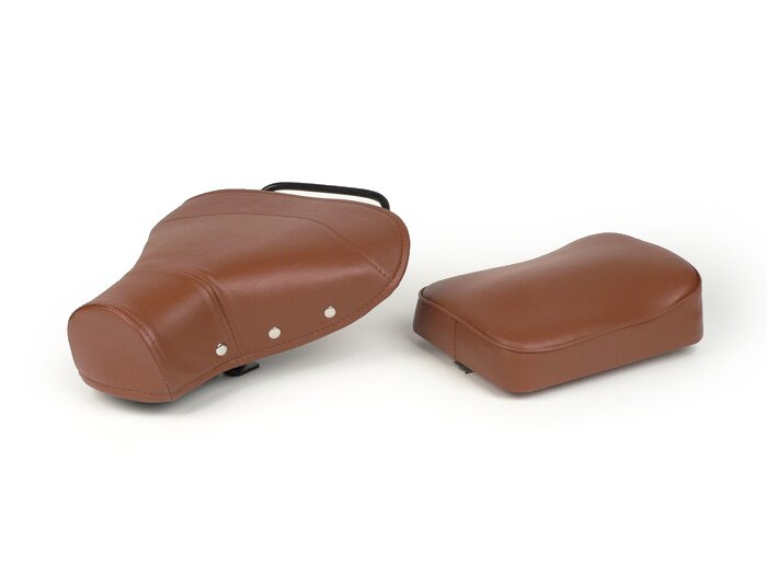 Kit selle / pouf -QUALITÉ OEM- Vespa VNB6T, Super, GT125 (VNL2T), GTR125 (VNL2T), TS125 (VNL3T), Sprint150 (VLB1T), Sprint Veloce, Rally180 (VSD1T), Rally200 (VSE1T), PX - brun