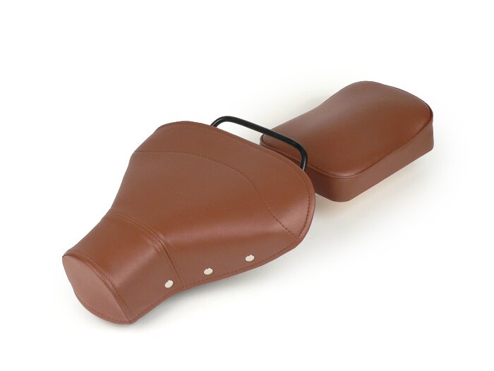 Kit selle / pouf -QUALITÉ OEM- Vespa VNB6T, Super, GT125 (VNL2T), GTR125 (VNL2T), TS125 (VNL3T), Sprint150 (VLB1T), Sprint Veloce, Rally180 (VSD1T), Rally200 (VSE1T), PX - brun