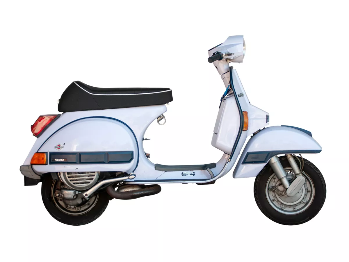 Sedile -ANCELLOTTI Classic- Vespa PX - Nero, profili bianchi
