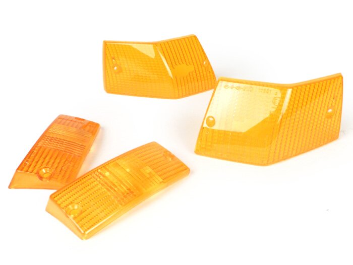 Knipperlichtglazen -SIEM set van 4 - Vespa PX80, PX125, PX150, PX200, T5 125cc - Oranje