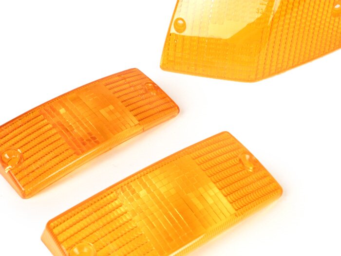 Knipperlichtglazen -SIEM set van 4 - Vespa PX80, PX125, PX150, PX200, T5 125cc - Oranje