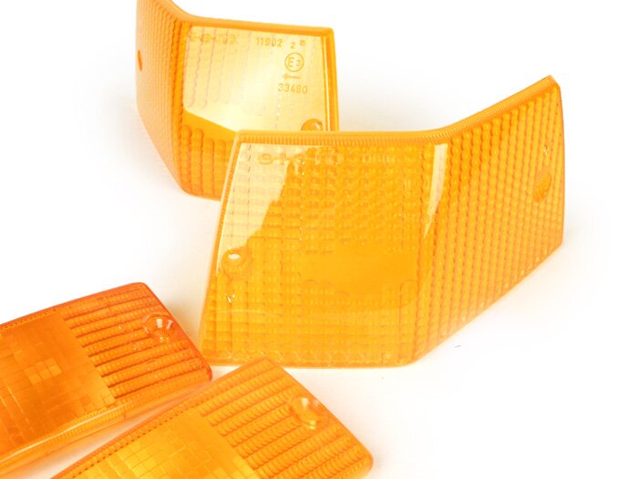 Knipperlichtglazen -SIEM set van 4 - Vespa PX80, PX125, PX150, PX200, T5 125cc - Oranje