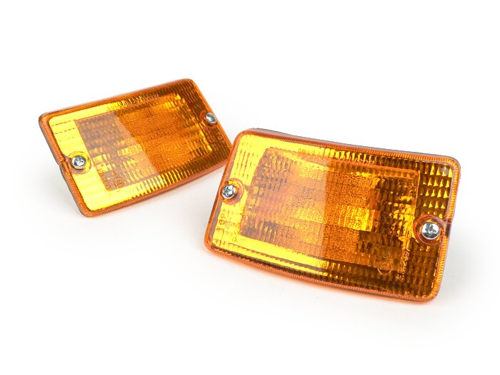 Blinkerssats -BOSATTA 2-delad- Vespa PK50 XL, PK125 XL fram - orange