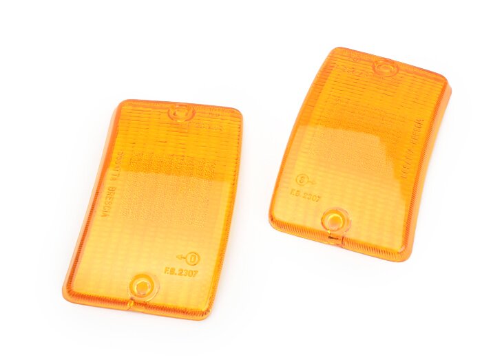 Pair of indicator lenses -BOSATTA- Vespa PK50 XL, PK125 XL front - amber