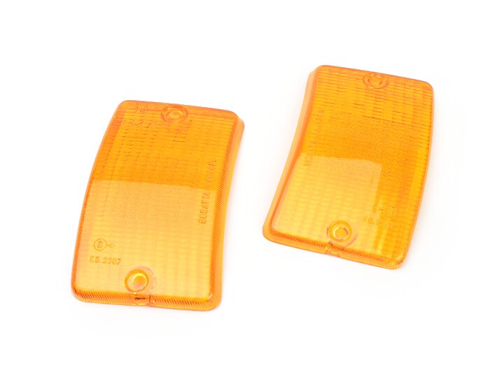 Pair of indicator lenses -BOSATTA- Vespa PK50 XL, PK125 XL front - amber