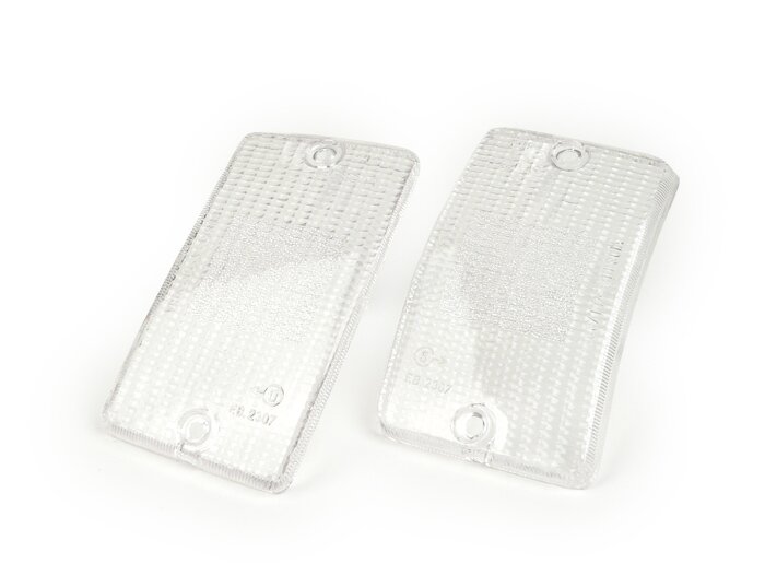 Pair of indicator lenses -BOSATTA- Vespa PK50 XL, PK125 XL front - colourless