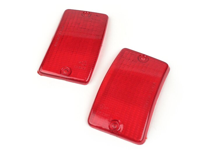 Blinkerslinser -BOSATTA set om 2 - Vespa PK50 XL, PK125 XL fram - röd
