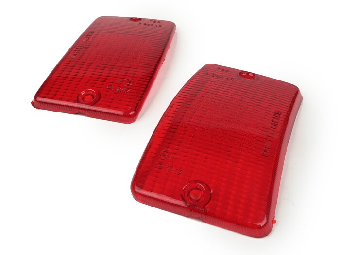 Blinkerslinser -BOSATTA set om 2 - Vespa PK50 XL, PK125 XL fram - röd