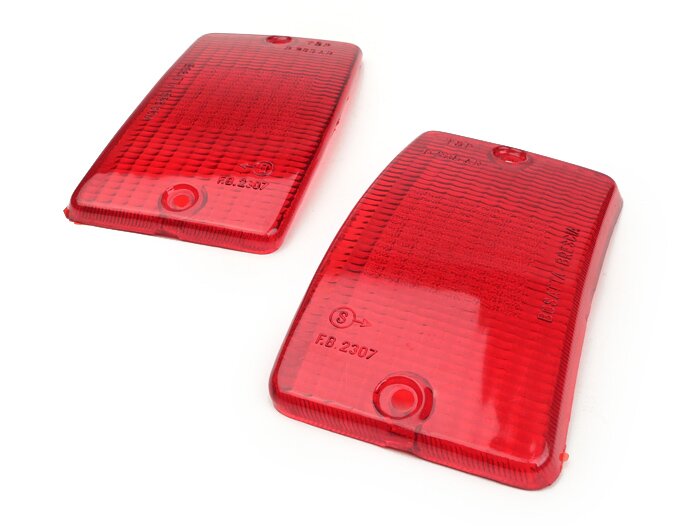 Blinkerslinser -BOSATTA set om 2 - Vespa PK50 XL, PK125 XL fram - röd