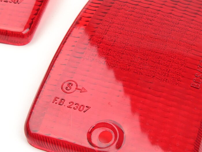 Blinkerslinser -BOSATTA set om 2 - Vespa PK50 XL, PK125 XL fram - röd