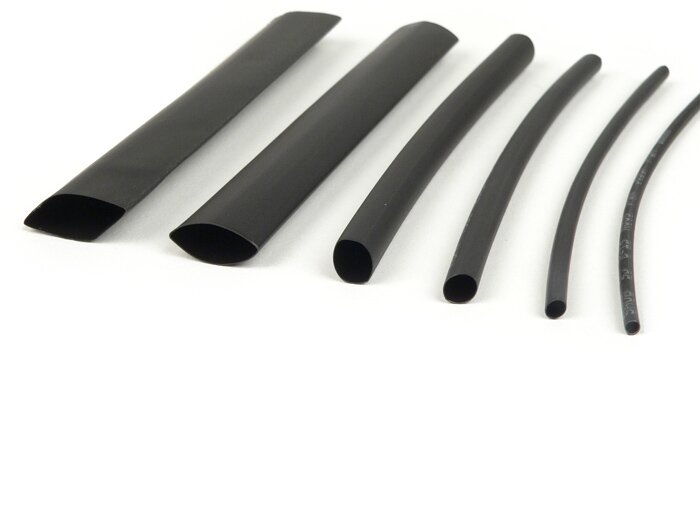 Juego de tubos termoretráctiles -BWM 100 piezas- negro - Ø=1,5mm, 2,5mm, 4,0mm, 6,0mm, 10mm, 13mm