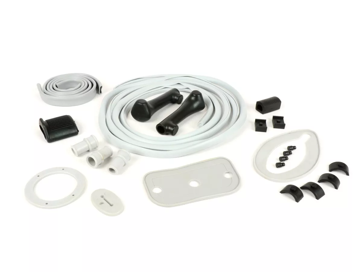 Rubber kit -RICAMBIO RAPIDO- Vespa Wideframe VM2T, VN1T-VN2T (Faro basso/rod models) - grey/black