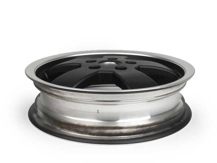 Wheel rim -PIAGGIO Super - mat black with polished border, (3.00x12)inch - 5 spokes- Vespa GT, GTL, GTS, GTV 125-300cc - fits front and rear (2014-2016)