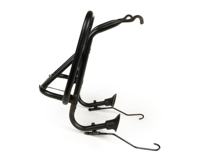 Front rack, fold down -MOTO NOSTRA- Vespa Smallframe V50, PV125, ET3, PK S, PK XL, PK XL2 Largeframe Rally180/200, Sprint150, TS125, GT125, GTR125, PX80, PX125, PX150, PX200 - black