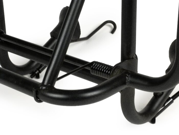 Front rack, fold down -MOTO NOSTRA- Vespa Smallframe V50, PV125, ET3, PK S, PK XL, PK XL2 Largeframe Rally180/200, Sprint150, TS125, GT125, GTR125, PX80, PX125, PX150, PX200 - black