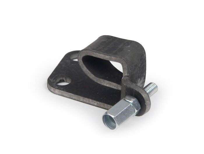 Pelat penahan kabel rem/kopling pada mesin -KUALITAS OEM- Vespa V50 (VMA4M), PV125, ET3, SS50, SS90 - seri ke-2 (tuas pelepas kopling panjang)