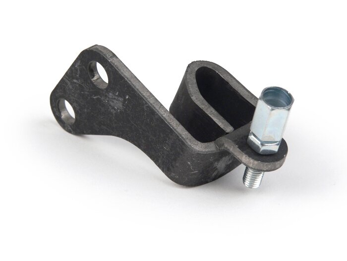 Pelat penahan kabel rem/kopling pada mesin -KUALITAS OEM- Vespa V50 (VMA4M), PV125, ET3, SS50, SS90 - seri ke-2 (tuas pelepas kopling panjang)