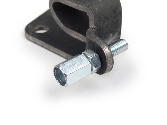 Pelat penahan kabel rem/kopling pada mesin -KUALITAS OEM- Vespa V50 (VMA4M), PV125, ET3, SS50, SS90 - seri ke-2 (tuas pelepas kopling panjang)