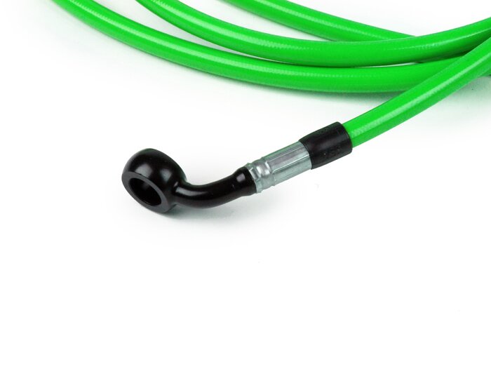 Latiguillo de freno trasero para Brembo P32G, P34G, pinza de freno Frando -Latiguillo SPIEGLER: acero inoxidable (verde), racor: aluminio (negro)- Vespa GT 125 (ZAPM311), GT 200 (ZAPM312), GT L 125 (ZAPM311), GT L 200 (ZAPM312), GTS 125 (ZAPM313)