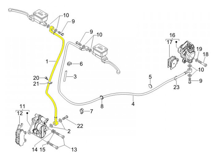 Brake hose, front -PIAGGIO- Vespa GT 250 i.e. 60 (ZAPM451), GTV 125 (ZAPM313), GTV 300 (ZAPM452), GTV 250 i.e. (ZAPM451)
