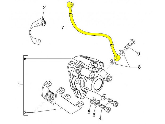 Durite de frein avant -PIAGGIO- Vespa LX 50 (ZAPC381, ZAPC383, ZAPC387), LX 125 (ZAPM441, ZAPM443, ZAPM681, ZAPM683), LX 150 (ZAPM442, ZAPM444)