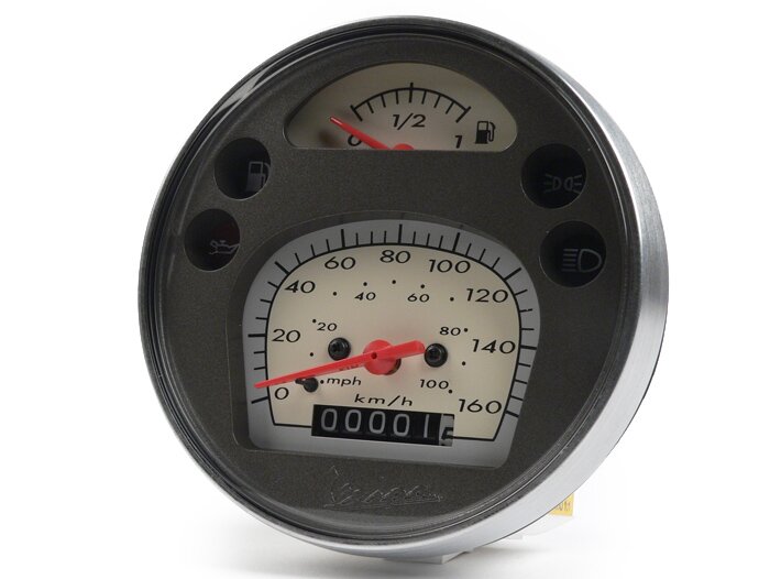 Velocímetro -PIAGGIO- Vespa Ø=105mm - GT 250 i.e. 60 (ZAPM451), GTV 125 (ZAPM313), GTV 250 i.e. (ZAPM451), (también adecuado para Vespa Ø=105mm - PX Lusso, PK XL1) - 160km/h (100mph)