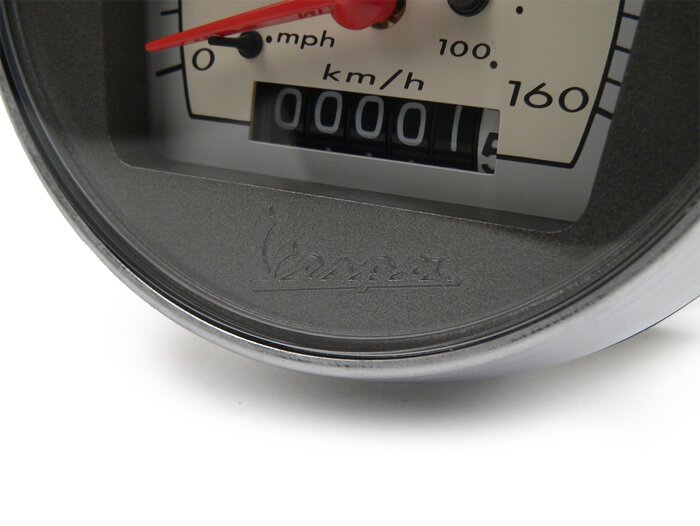 Velocímetro -PIAGGIO- Vespa Ø=105mm - GT 250 i.e. 60 (ZAPM451), GTV 125 (ZAPM313), GTV 250 i.e. (ZAPM451), (también adecuado para Vespa Ø=105mm - PX Lusso, PK XL1) - 160km/h (100mph)