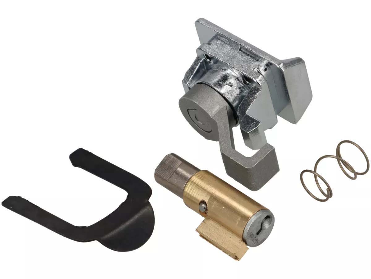 Kit serrure -ZADI 38,5x4mm- Vespa PX (-1984), V50 Special (V5A2-3T), GT125 (VNL2T, 62685-), GTR125 (VNL2T), TS (VNL3T), PV125 (VMA2T, 028960-), ET3 (VMB1T), Super 150 (VBC1T) - 2 pièces