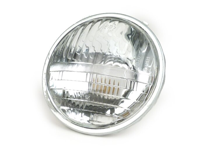 Lampu depan -SIEM, Ø = 105/115mm (kaca/luar) - Vespa Smallframe V50 (stang bundar kecil) - 50N (V5A1T 122877-), 50L (V5A1T), 50R (V5A1T) - Bilux BA20d 25/25W - digunakan untuk konversi ke 125cc (TÜV)