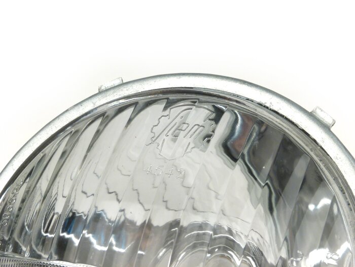 Lampu depan -SIEM, Ø = 105/115mm (kaca/luar) - Vespa Smallframe V50 (stang bundar kecil) - 50N (V5A1T 122877-), 50L (V5A1T), 50R (V5A1T) - Bilux BA20d 25/25W - digunakan untuk konversi ke 125cc (TÜV)