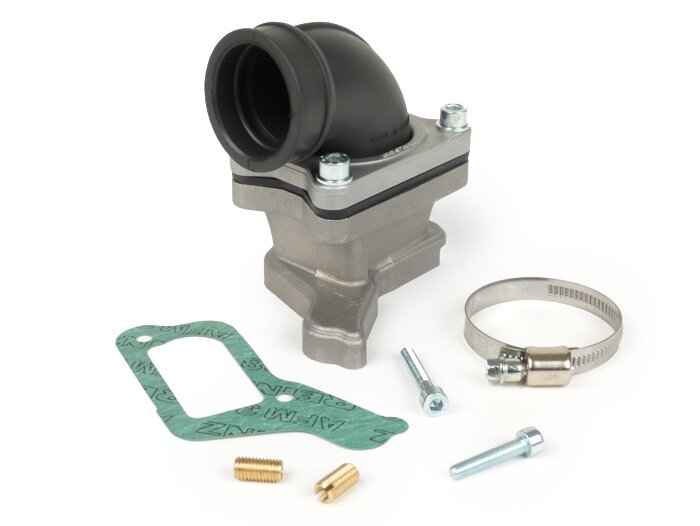 Colector de admisión - Colector de admisión de diafragma -MALOSSI diafragma X360- Vespa PX200 (VSX1T) - (también adecuado para todos los demás motores de bastidor grande con superficie de sellado del cárter del carburador larga) - AW=Ø34mm (carburador Ø28