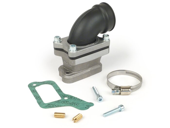 Colector de admisión - Colector de admisión de diafragma -MALOSSI diafragma X360- Vespa PX200 (VSX1T) - (también adecuado para todos los demás motores de bastidor grande con superficie de sellado del cárter del carburador larga) - AW=Ø34mm (carburador Ø28