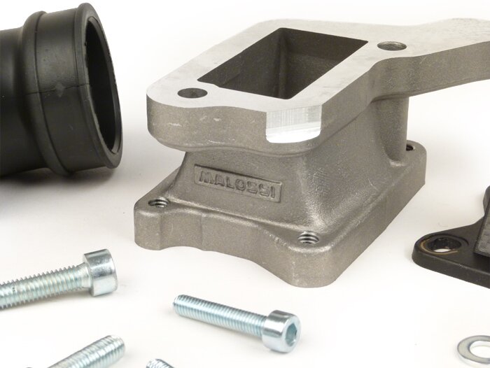 Colector de admisión - Colector de admisión de diafragma -MALOSSI diafragma X360- Vespa PX200 (VSX1T) - (también adecuado para todos los demás motores de bastidor grande con superficie de sellado del cárter del carburador larga) - AW=Ø34mm (carburador Ø28
