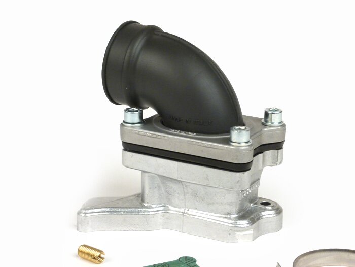 Pipe d’admission - pour clapet -MALOSSI clapet X360- Vespa PX80, PX125, PX150, T5, Cosa 125-200 - Ø connexion=34mm (carburateurs Ø28-30mm - PHBH, VHSH, PWK28, TMX30, Smartcarb 26-28)