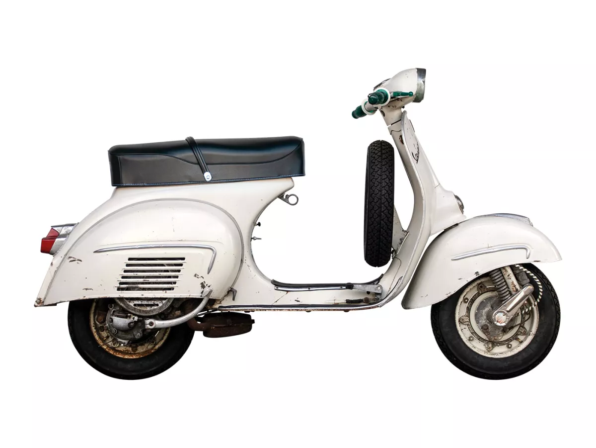Kursi -SELLERIA TREZZI- Vespa Rally180 (VSD1T), Rally200 (VSE1T) - dengan tulisan dan tombol Piaggio