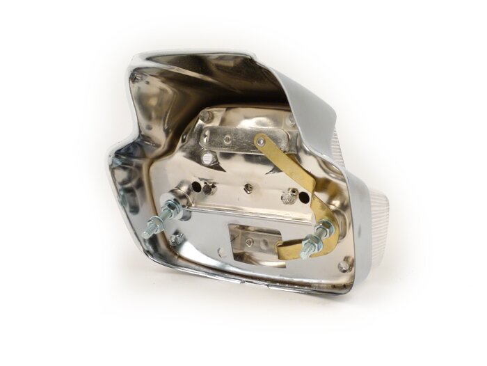 Feu arrière -BOSATTA Vespa ancienne- Vespa 125 VNB (VNB6T), GL (VLA1T), Sprint (VLB1T, -025478), SS180 (VSC1T, -0018000) - plastique, grand - chromé / blanc