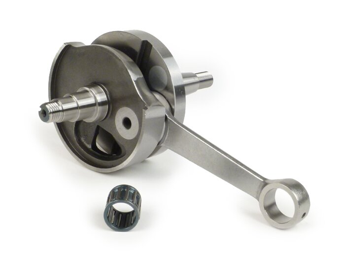 Vevaxel -DRT (roterande ventil), 53mm slaglängd, vevstake 105mm, DS kind 17,4mm bred- tenuta larga - Vespa PK125 XL2, PK125 ETS (Ø 24mm kon)
