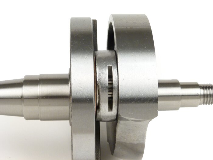 Vevaxel -DRT (roterande ventil), 53mm slaglängd, vevstake 105mm, DS kind 17,4mm bred- tenuta larga - Vespa PK125 XL2, PK125 ETS (Ø 24mm kon)