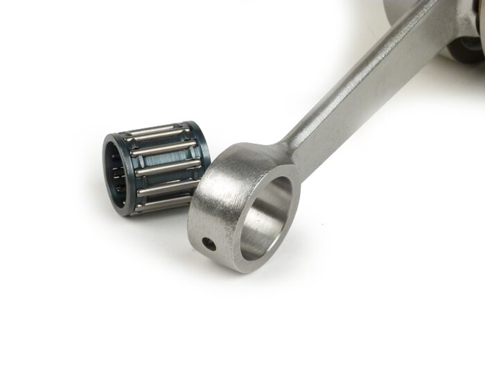 Vevaxel -DRT (roterande ventil), 53mm slaglängd, vevstake 105mm, DS kind 17,4mm bred- tenuta larga - Vespa PK125 XL2, PK125 ETS (Ø 24mm kon)