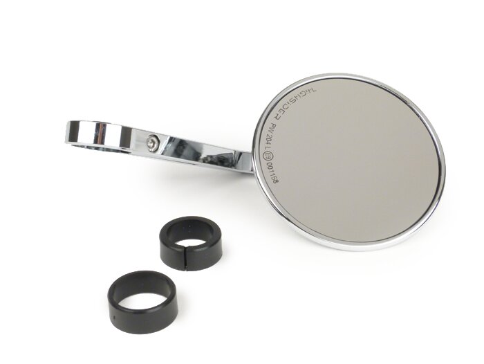 Mirror -HIGHSIDER Montana (E-marked)- CNC handle bar ends- Ø=102mm - chrome