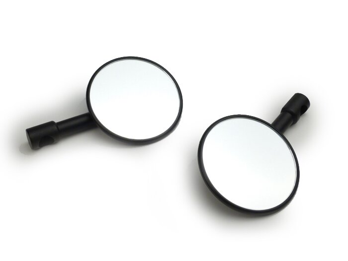 Mirror set -CNC handle bar ends- Ø=82mm, konvex - black